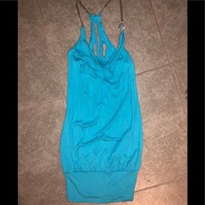 Sexy turquoise dress with chain strap